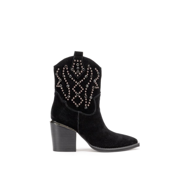 Bottines Alma En Pena With Studs Blanche Noir Femme | WRG-12271656